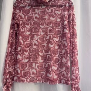 Swirl Pattern Long Sleeve Mesh Top